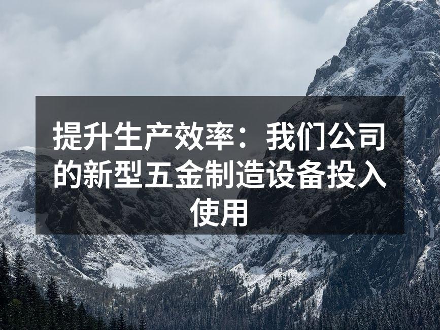 新型五金制造设备投入使用